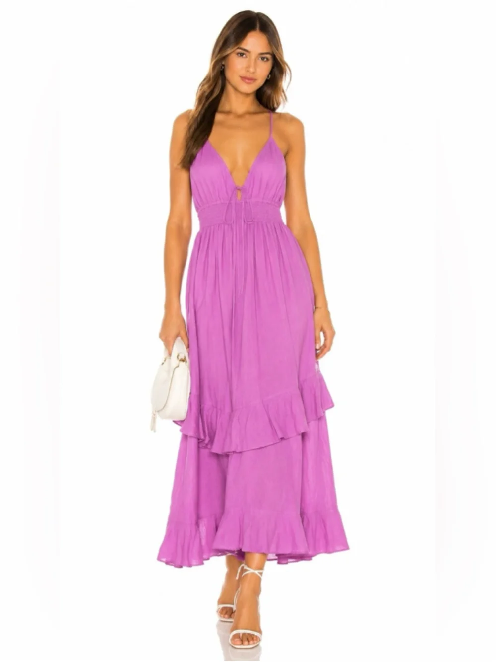 Abercrombie & Fitch Lavender Tiered Maxi Dress cotton nwt